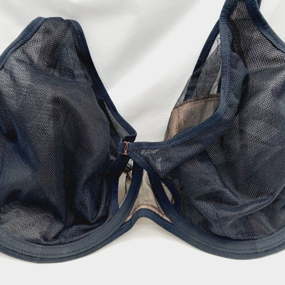 Elomi 301202 Kintai Peek A Boo Underwire Plunge Bra Black Size 32JJ US 32N - Picture 3 of 10